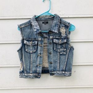 Cropped Denim Vest